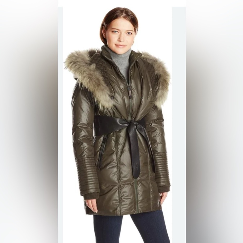 Rudsak Women's Brown Fur-Trimmed Puffer Coat